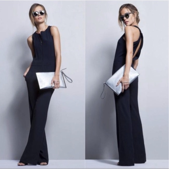 A.L.C. Pants - NWOT ALC Olive Twist Open Back Cutout Crepe Viscose Silk Jumpsuit Navy Blue 8 M
